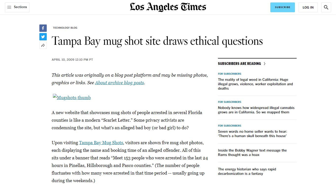 Tampa Bay mug shot site draws ethical questions